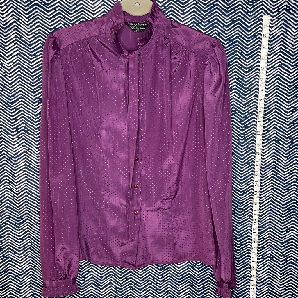 Vintage Cabo Fever Purple Ruffled Blouse Rare Find